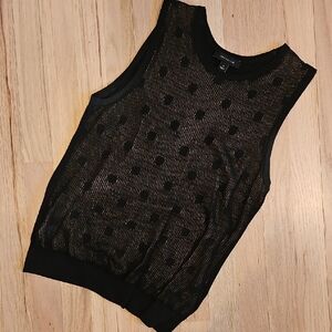 Ann Taylor Black Polka Dot Layered Sweater Vest